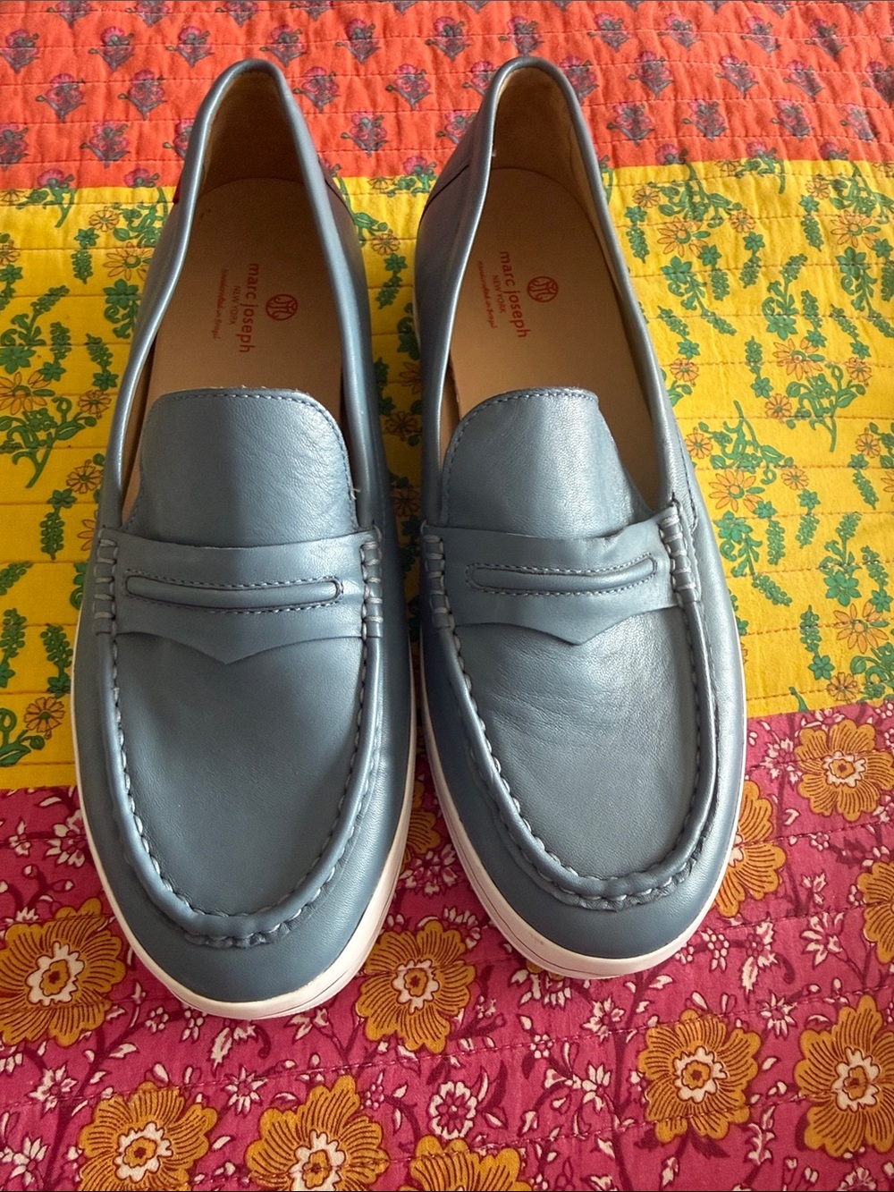 Marc Joseph light blue Leather Penny Loafers. Size 10. New w/o tags
